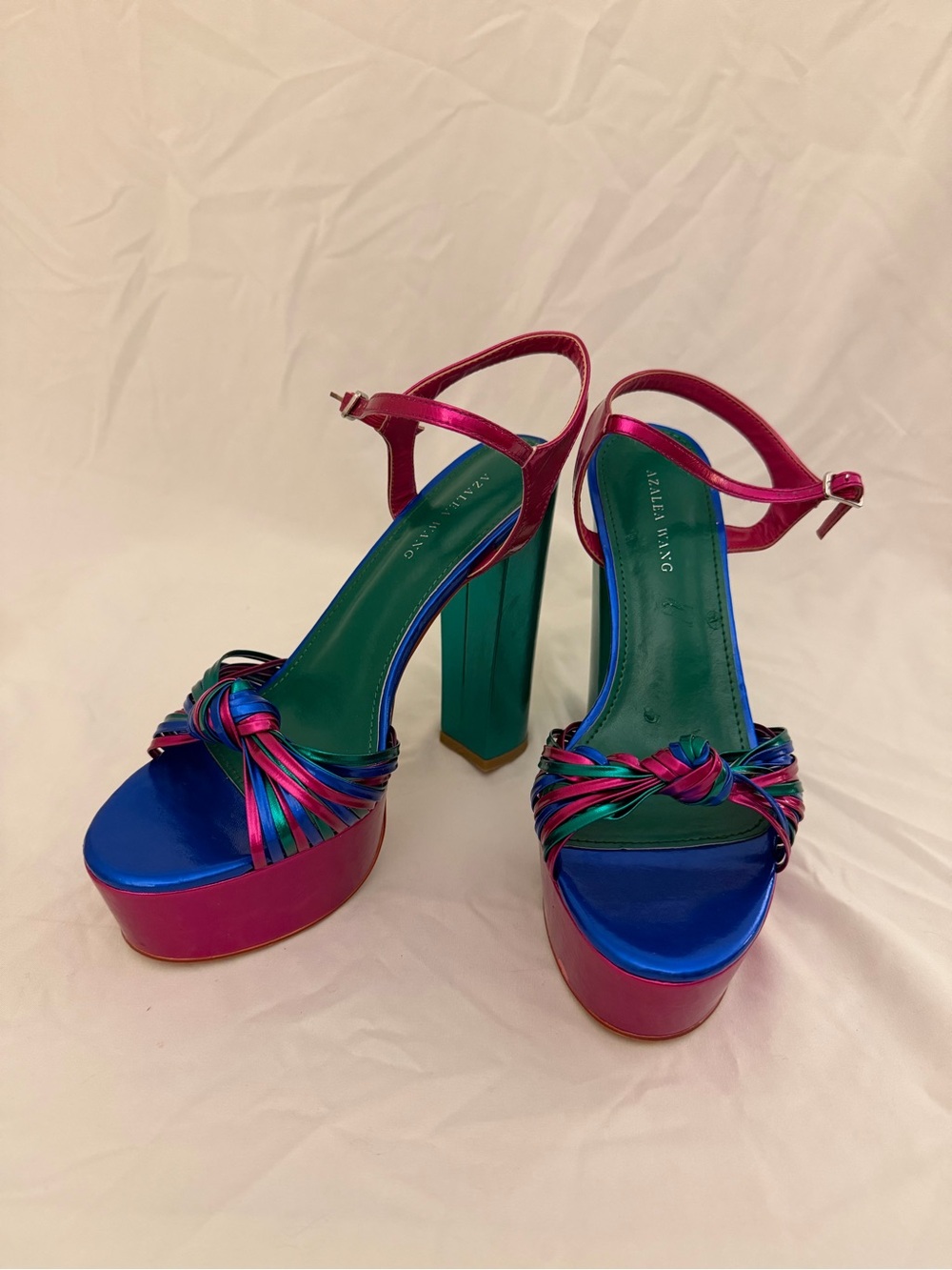 Azalea Wang Colorblock Knotted Platform Heels Size 8.5
